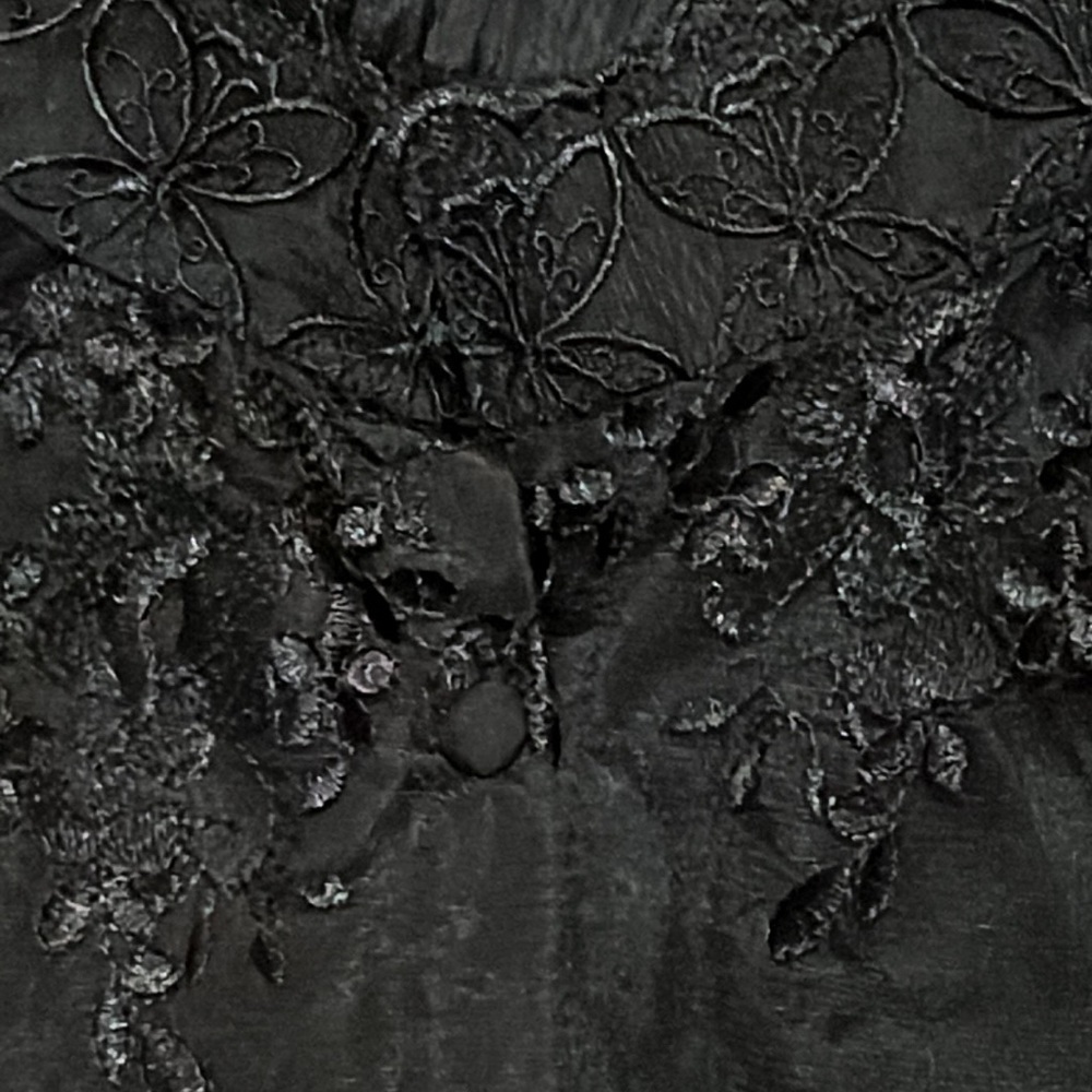 Black sheer and embroidered long sleeve high neck top size S - Picture 4 of 7